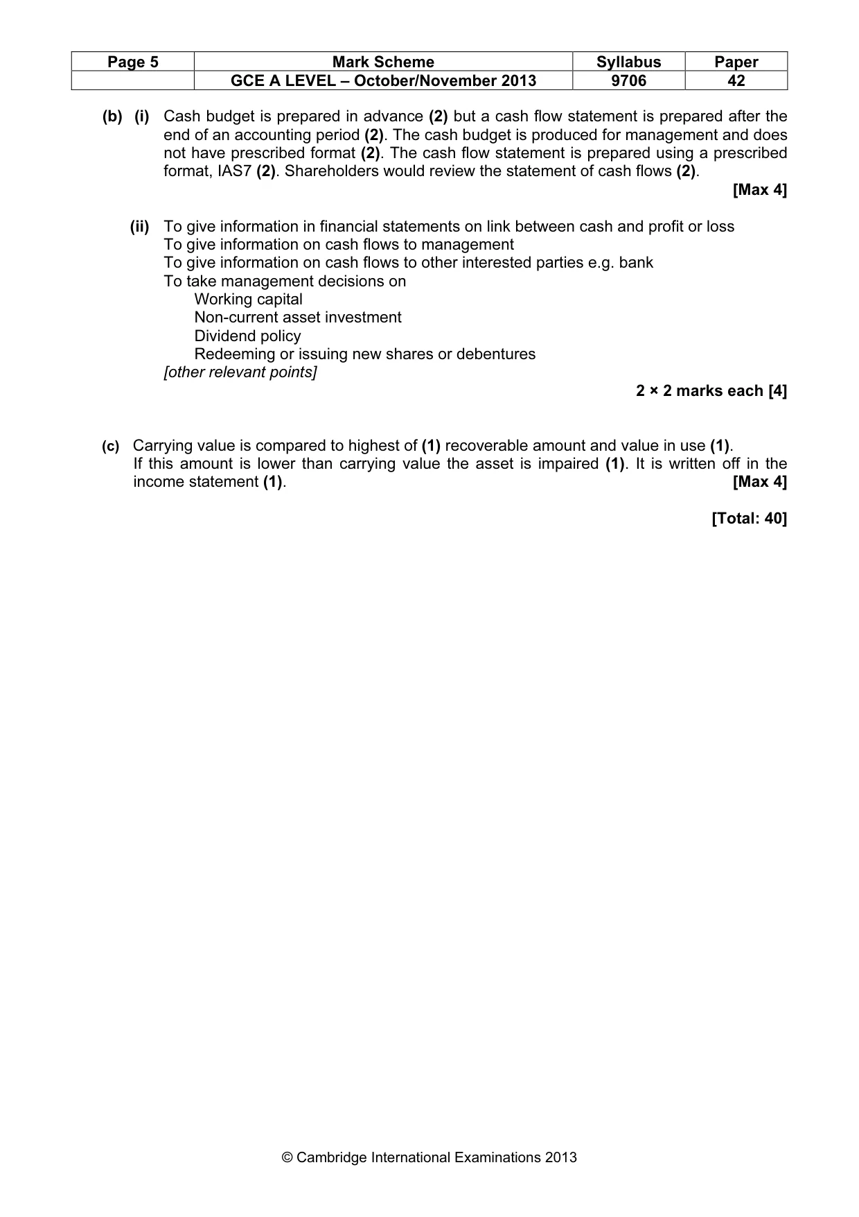 Mark scheme, page 5 of 7