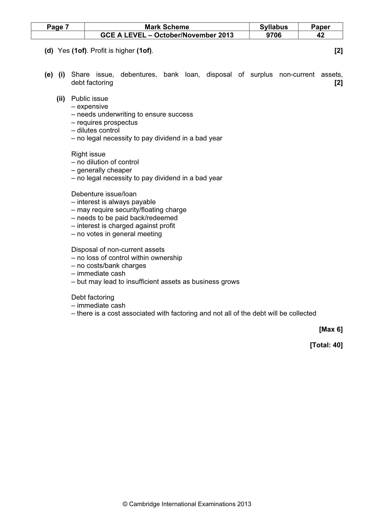 Mark scheme, page 7 of 7