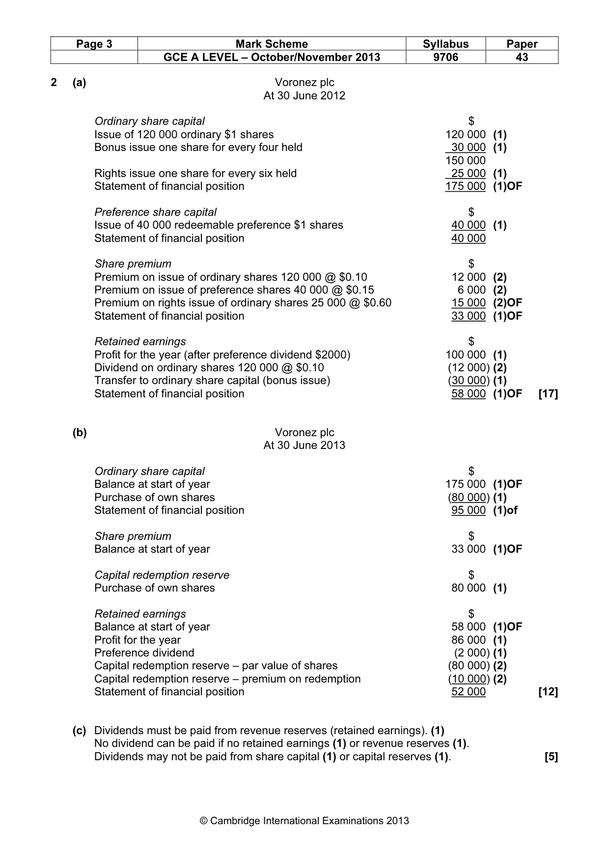 Mark scheme, page 3 of 6