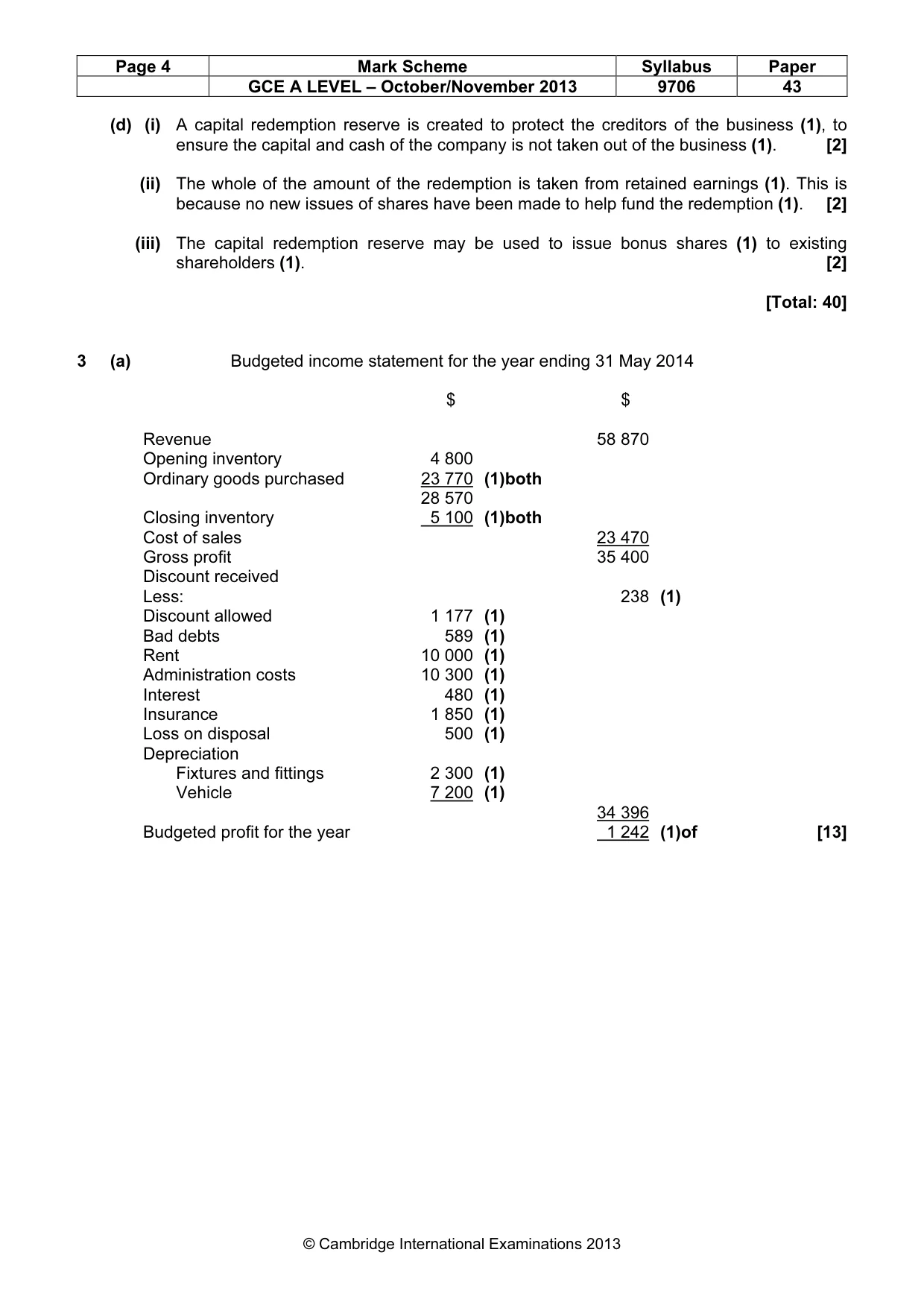 Mark scheme, page 4 of 6