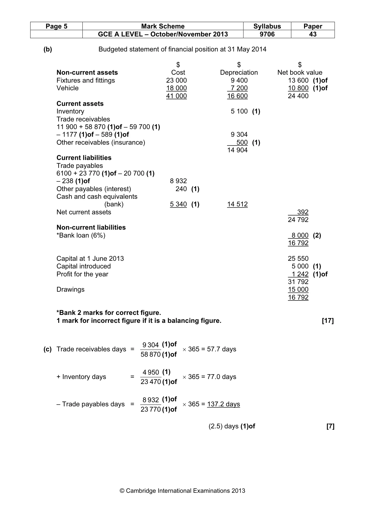 Mark scheme, page 5 of 6
