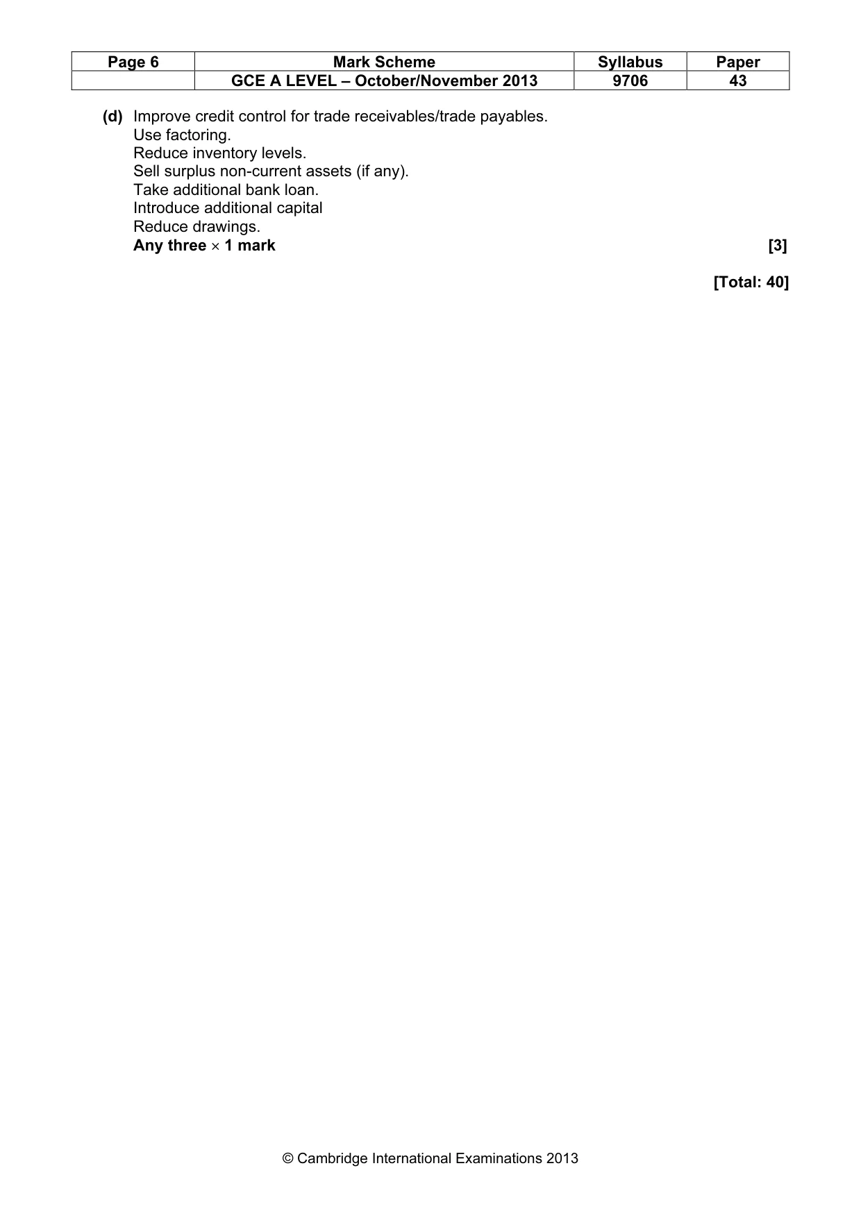 Mark scheme, page 6 of 6