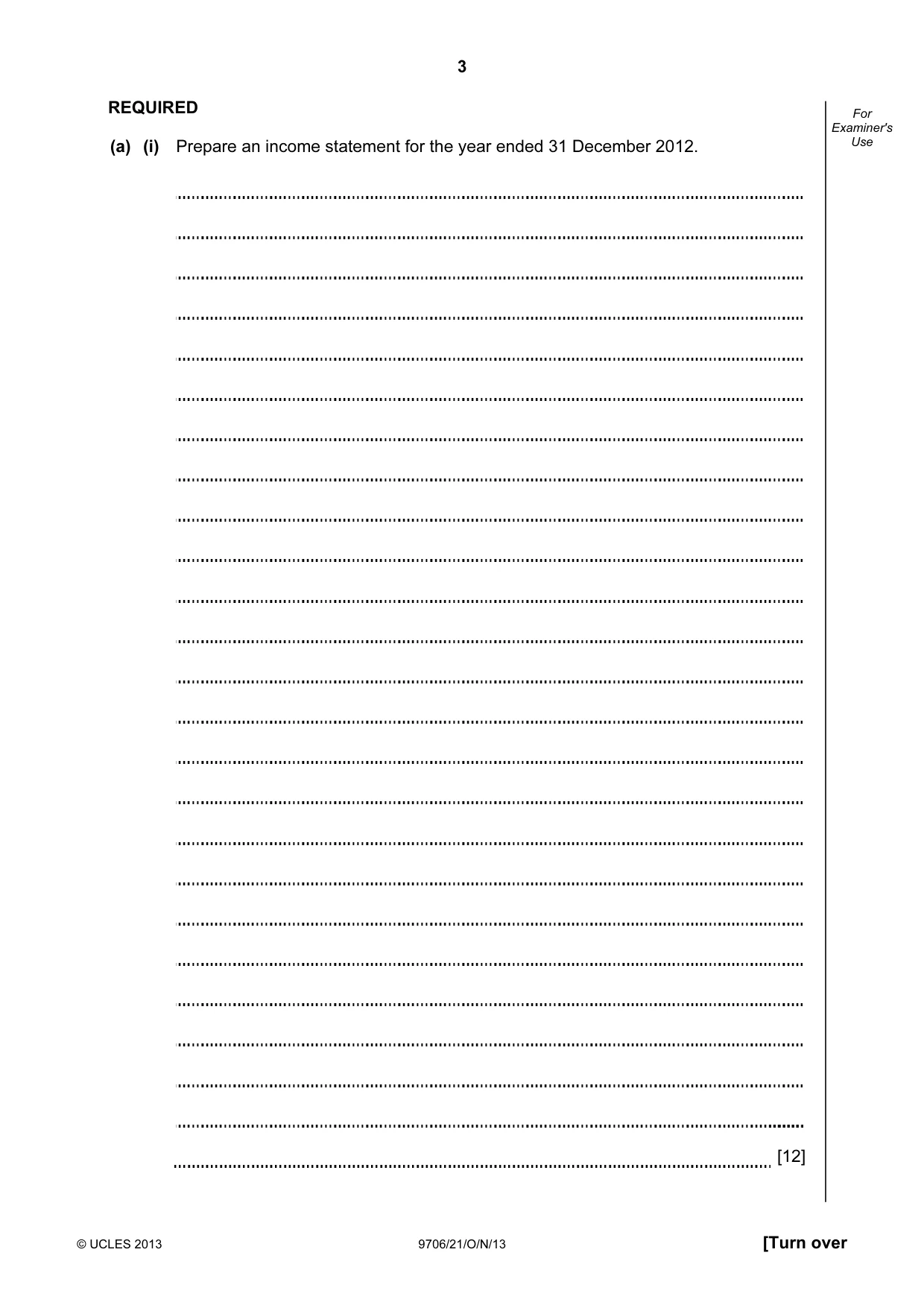 Cambridge A Level Accounting 9706 2013 Oct/Nov Paper 2 · Variant 1 question paper, page 3 of 12