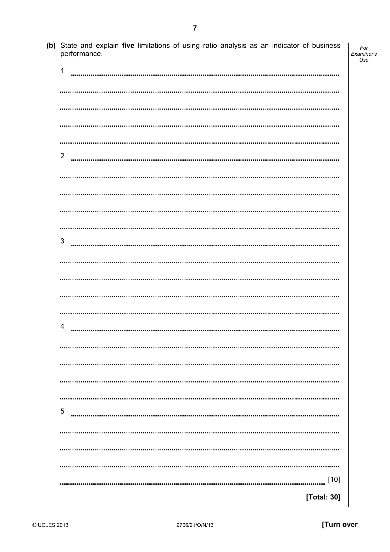 Cambridge A Level Accounting 9706 2013 Oct/Nov Paper 2 · Variant 1 question paper, page 7 of 12