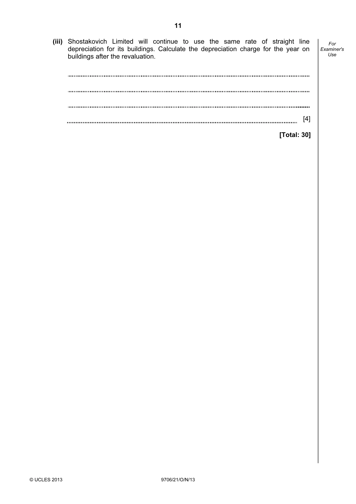 Cambridge A Level Accounting 9706 2013 Oct/Nov Paper 2 · Variant 1 question paper, page 11 of 12