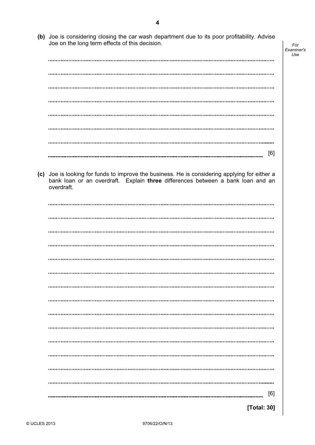 Cambridge A Level Accounting 9706 2013 Oct/Nov Paper 2 · Variant 2 question paper, page 4 of 12