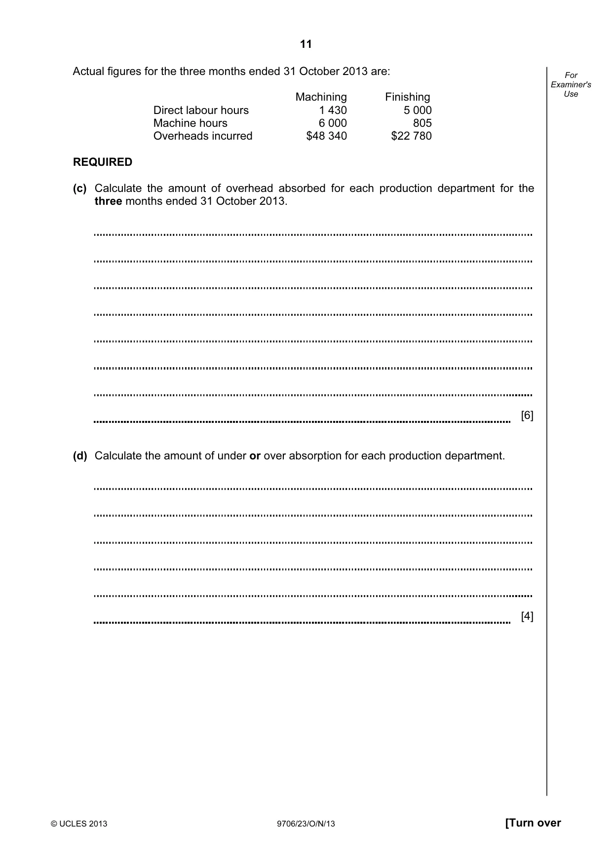 Cambridge A Level Accounting 9706 2013 Oct/Nov Paper 2 · Variant 3 question paper, page 11 of 12