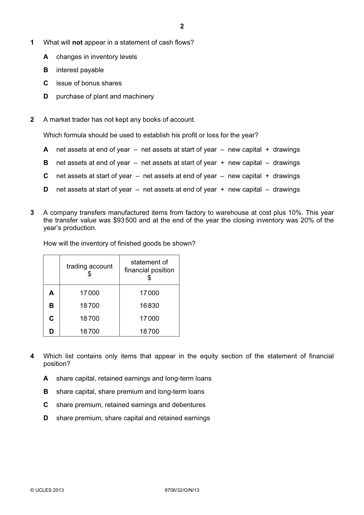 Cambridge A Level Accounting 9706 2013 Oct/Nov Paper 3 · Variant 2 question paper, page 2 of 12