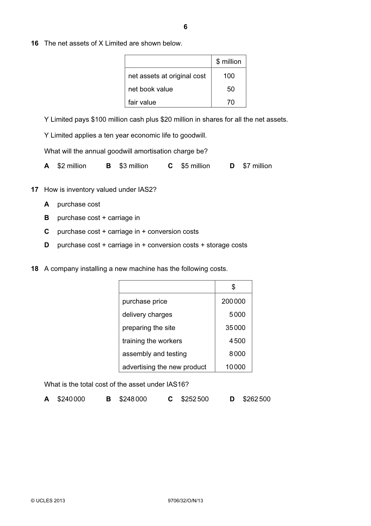 Cambridge A Level Accounting 9706 2013 Oct/Nov Paper 3 · Variant 2 question paper, page 6 of 12