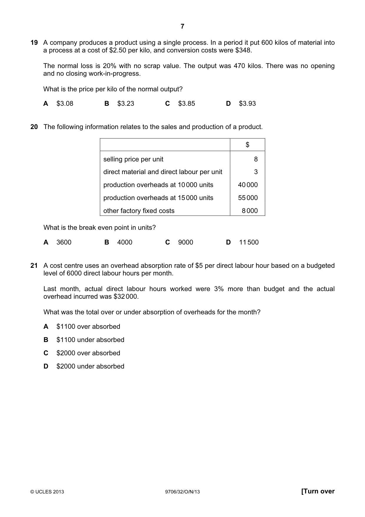 Cambridge A Level Accounting 9706 2013 Oct/Nov Paper 3 · Variant 2 question paper, page 7 of 12