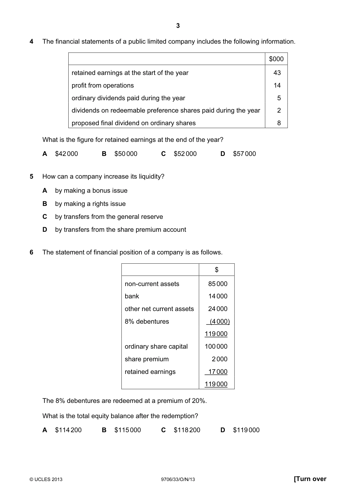 Cambridge A Level Accounting 9706 2013 Oct/Nov Paper 3 · Variant 3 question paper, page 3 of 16