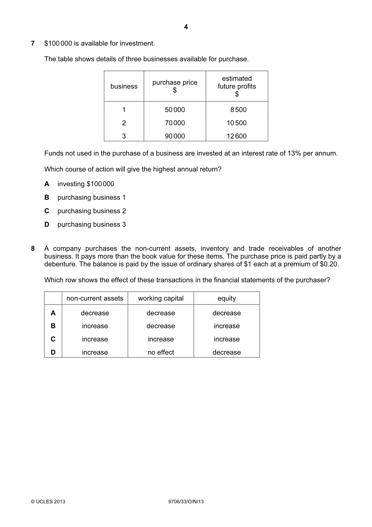 Cambridge A Level Accounting 9706 2013 Oct/Nov Paper 3 · Variant 3 question paper, page 4 of 16