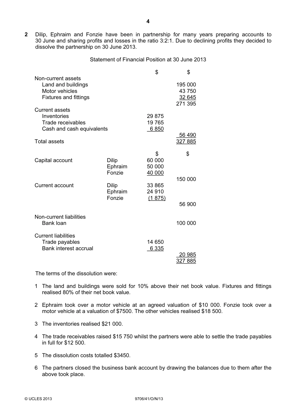 Cambridge A Level Accounting 9706 2013 Oct/Nov Paper 4 · Variant 1 question paper, page 4 of 8