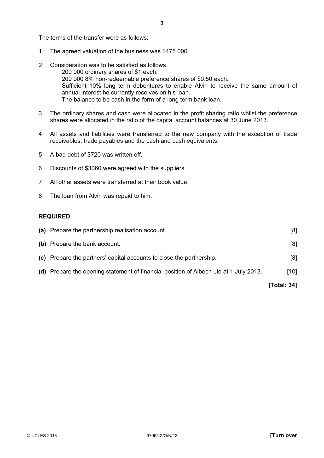Cambridge A Level Accounting 9706 2013 Oct/Nov Paper 4 · Variant 2 question paper, page 3 of 8