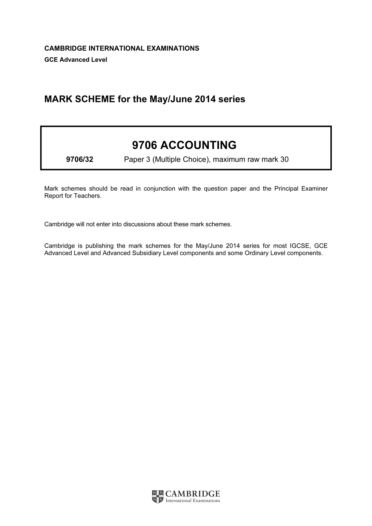 Mark scheme, page 1 of 2
