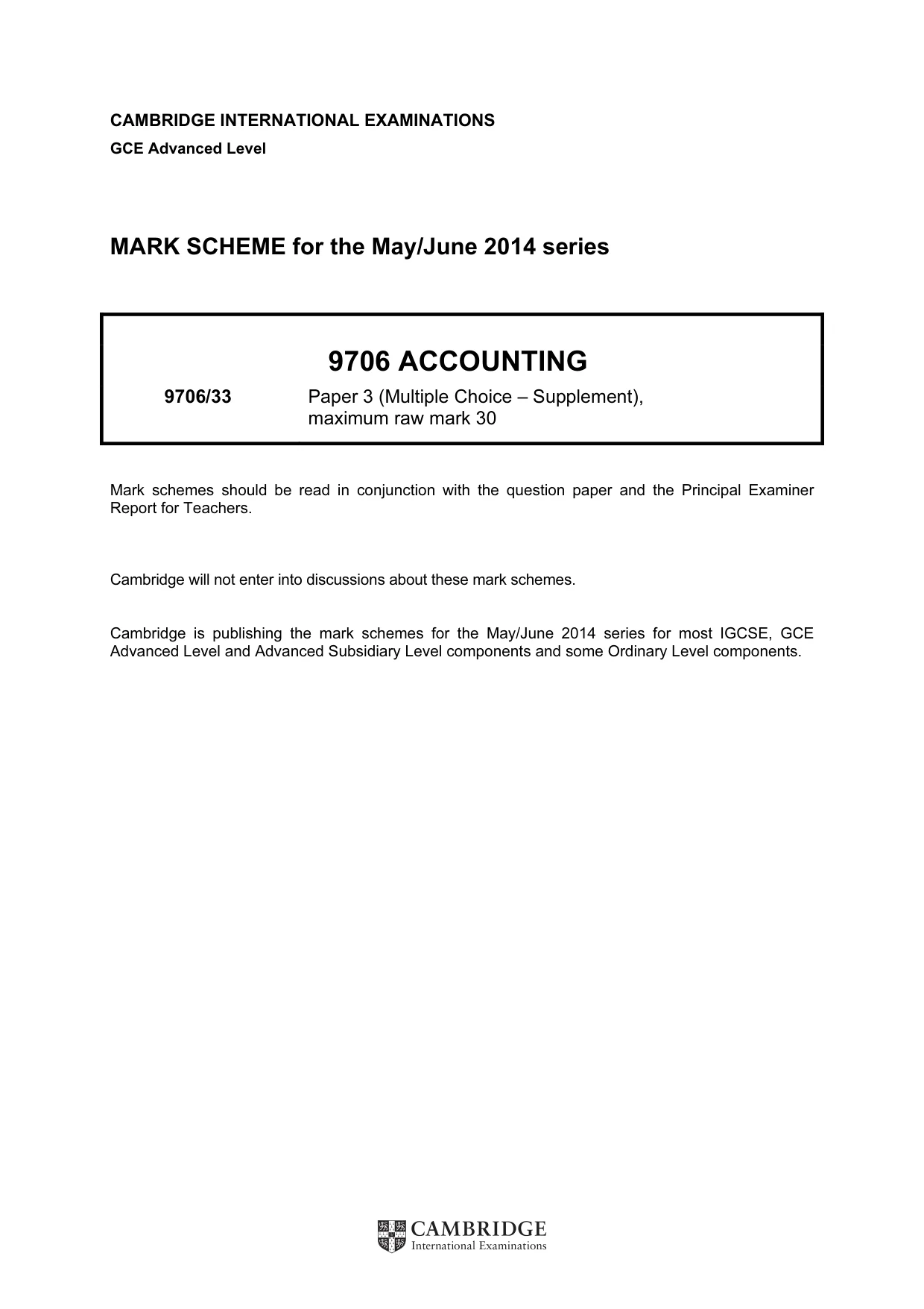 Mark scheme, page 1 of 2