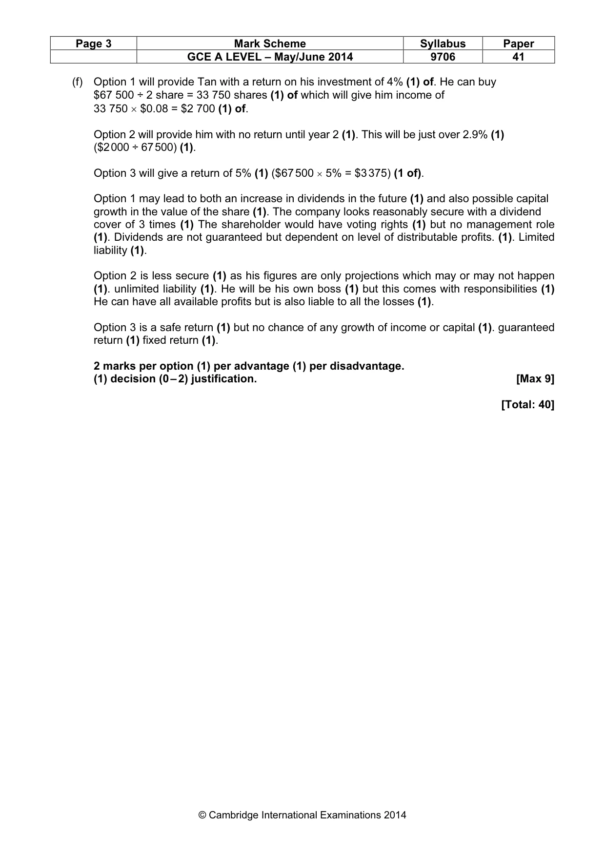Mark scheme, page 3 of 7