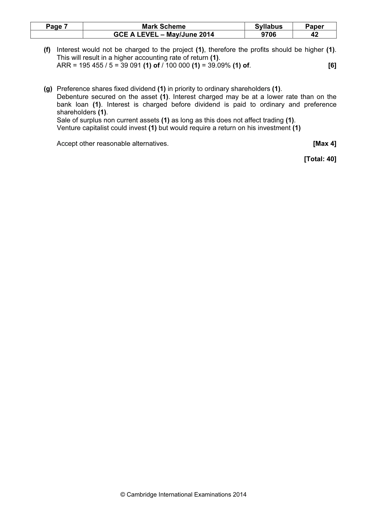 Mark scheme, page 7 of 7