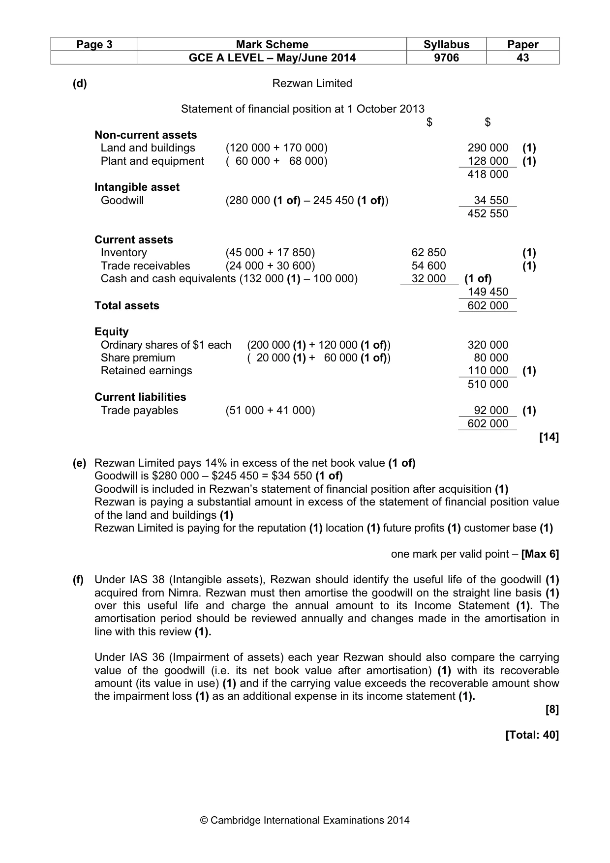 Mark scheme, page 3 of 6