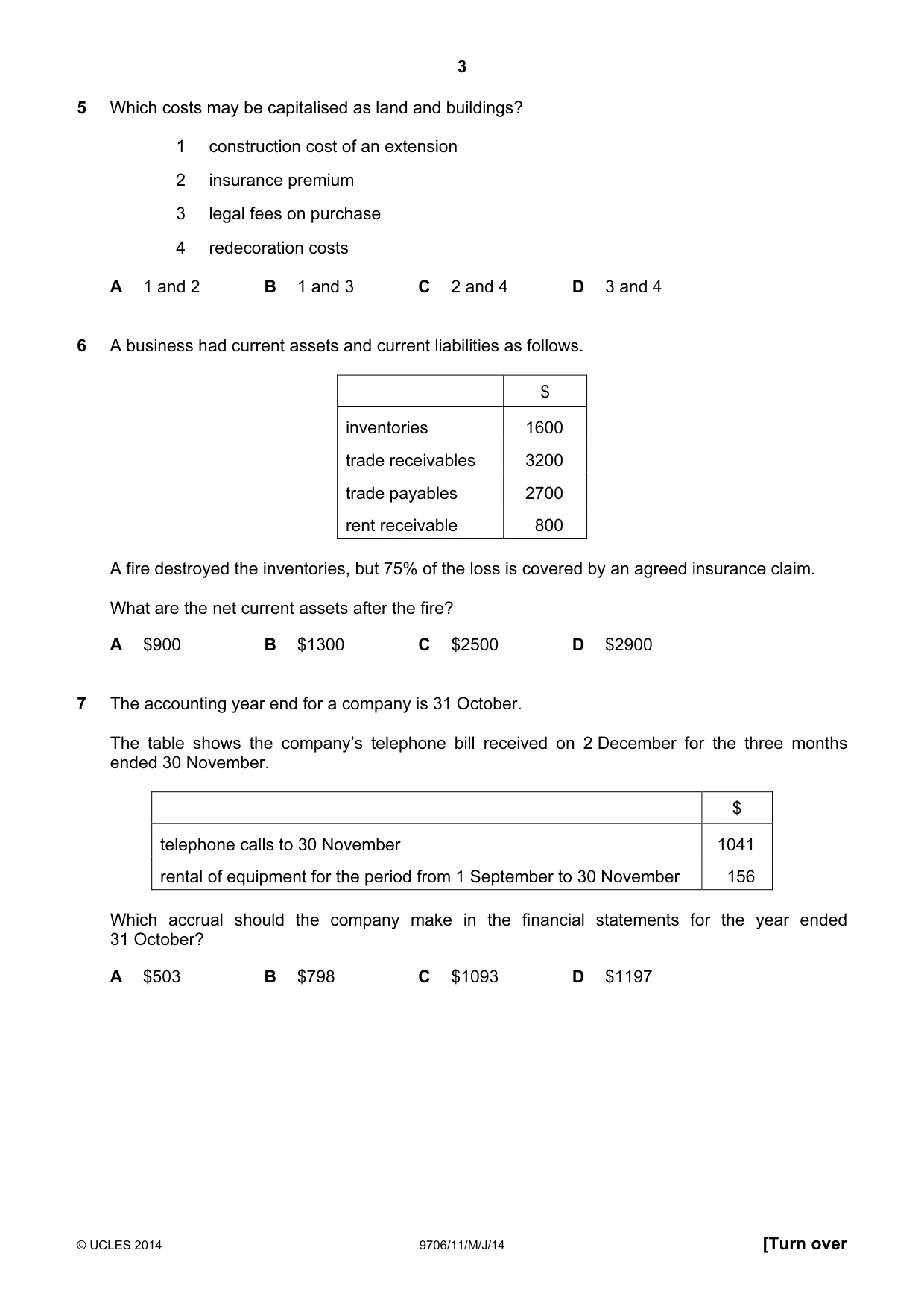 Cambridge A Level Accounting 9706 2014 May/June Paper 1 · Variant 1 question paper, page 3 of 12