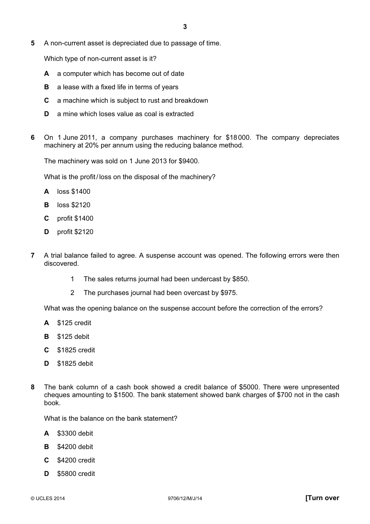 Cambridge A Level Accounting 9706 2014 May/June Paper 1 · Variant 2 question paper, page 3 of 12
