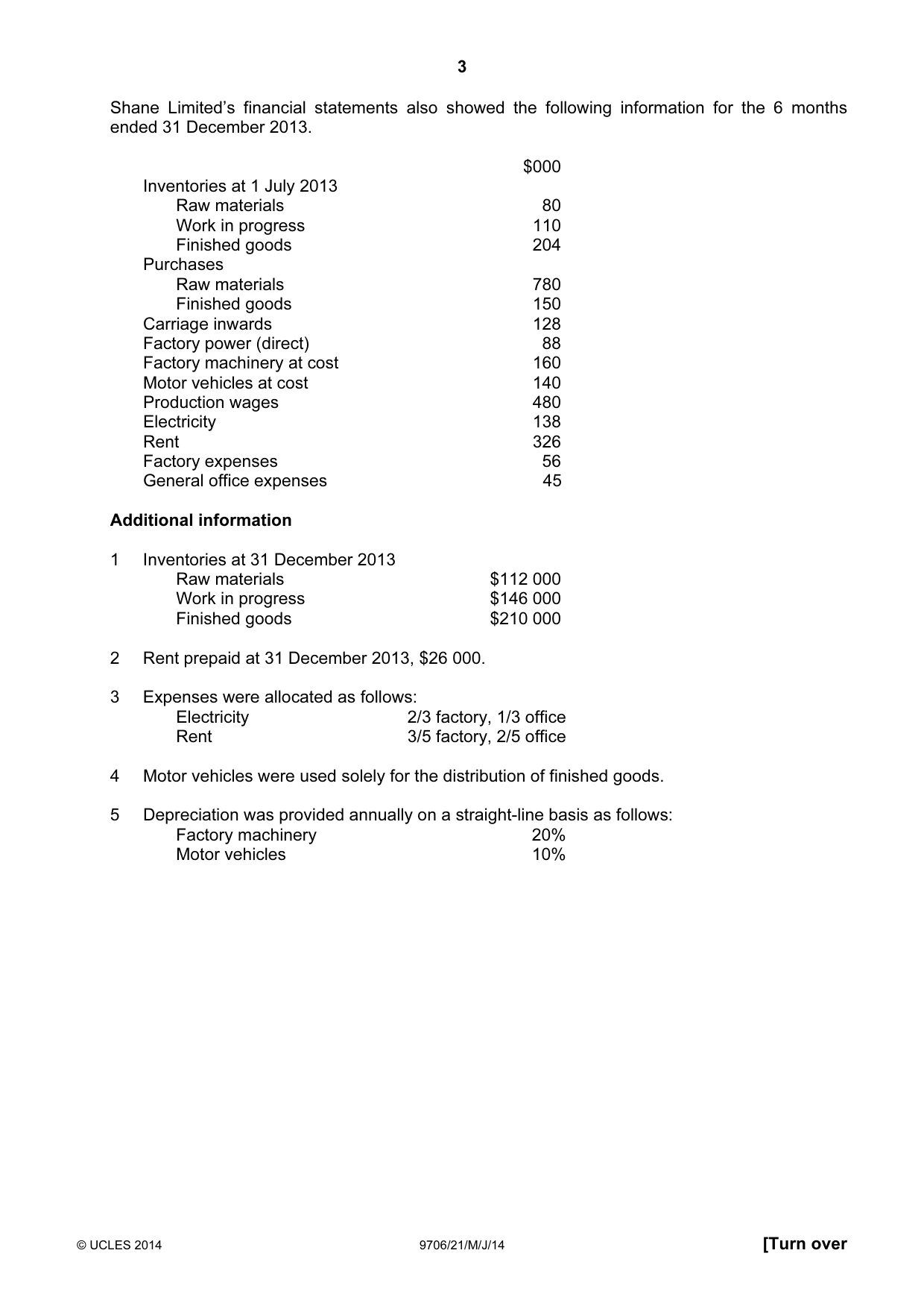 Cambridge A Level Accounting 9706 2014 May/June Paper 2 · Variant 1 question paper, page 3 of 16