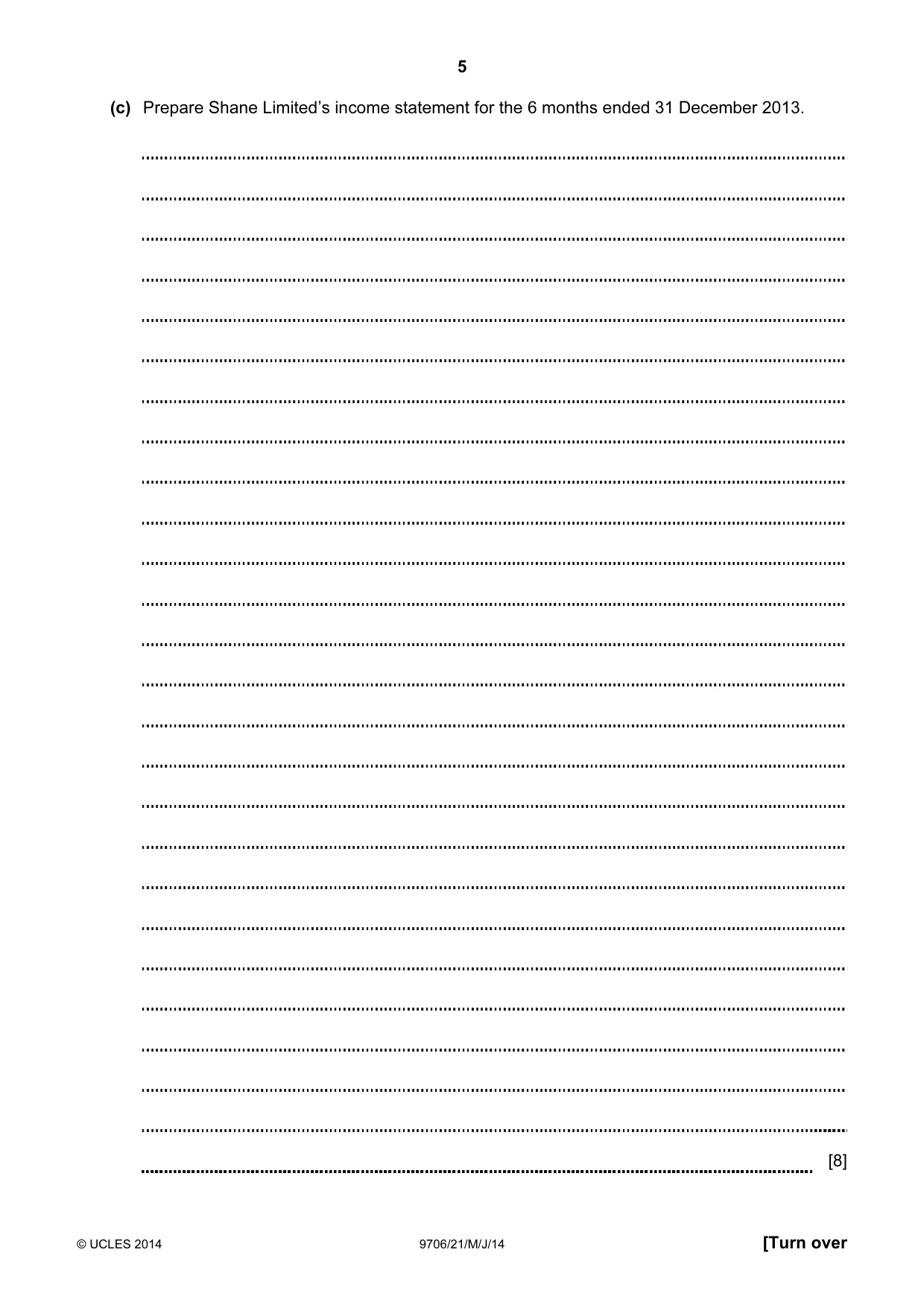 Cambridge A Level Accounting 9706 2014 May/June Paper 2 · Variant 1 question paper, page 5 of 16