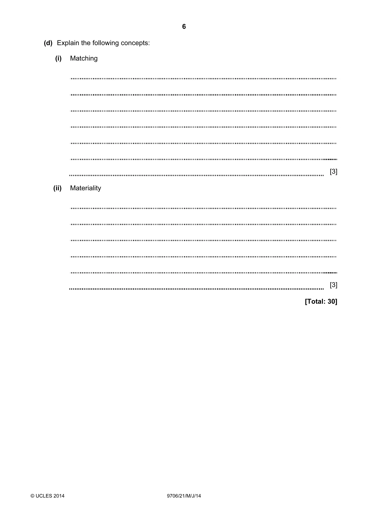 Cambridge A Level Accounting 9706 2014 May/June Paper 2 · Variant 1 question paper, page 6 of 16