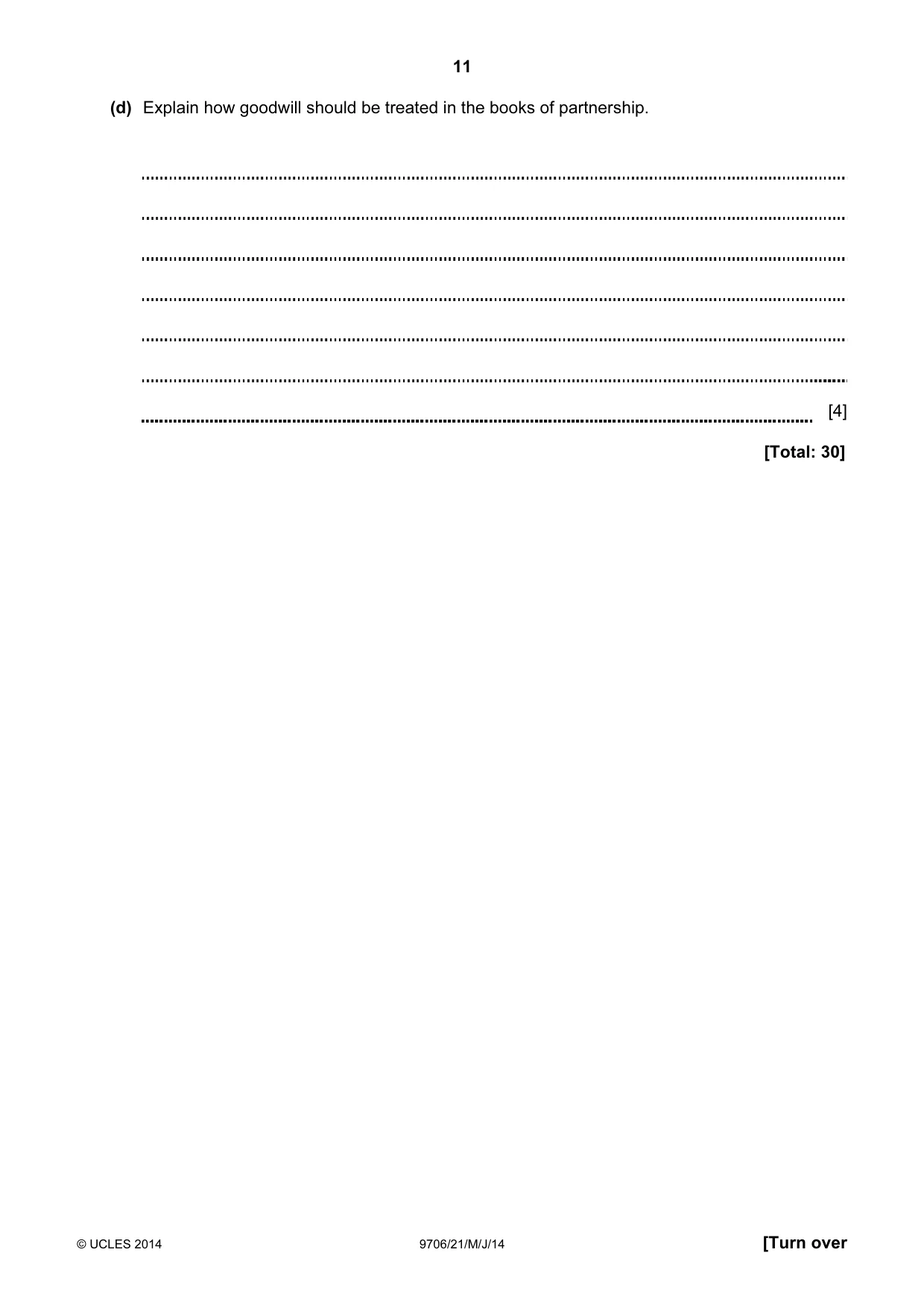 Cambridge A Level Accounting 9706 2014 May/June Paper 2 · Variant 1 question paper, page 11 of 16