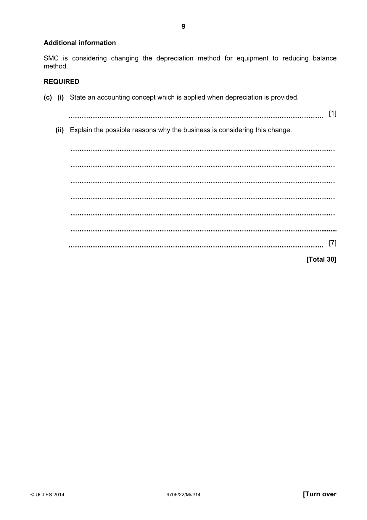 Cambridge A Level Accounting 9706 2014 May/June Paper 2 · Variant 2 question paper, page 9 of 12