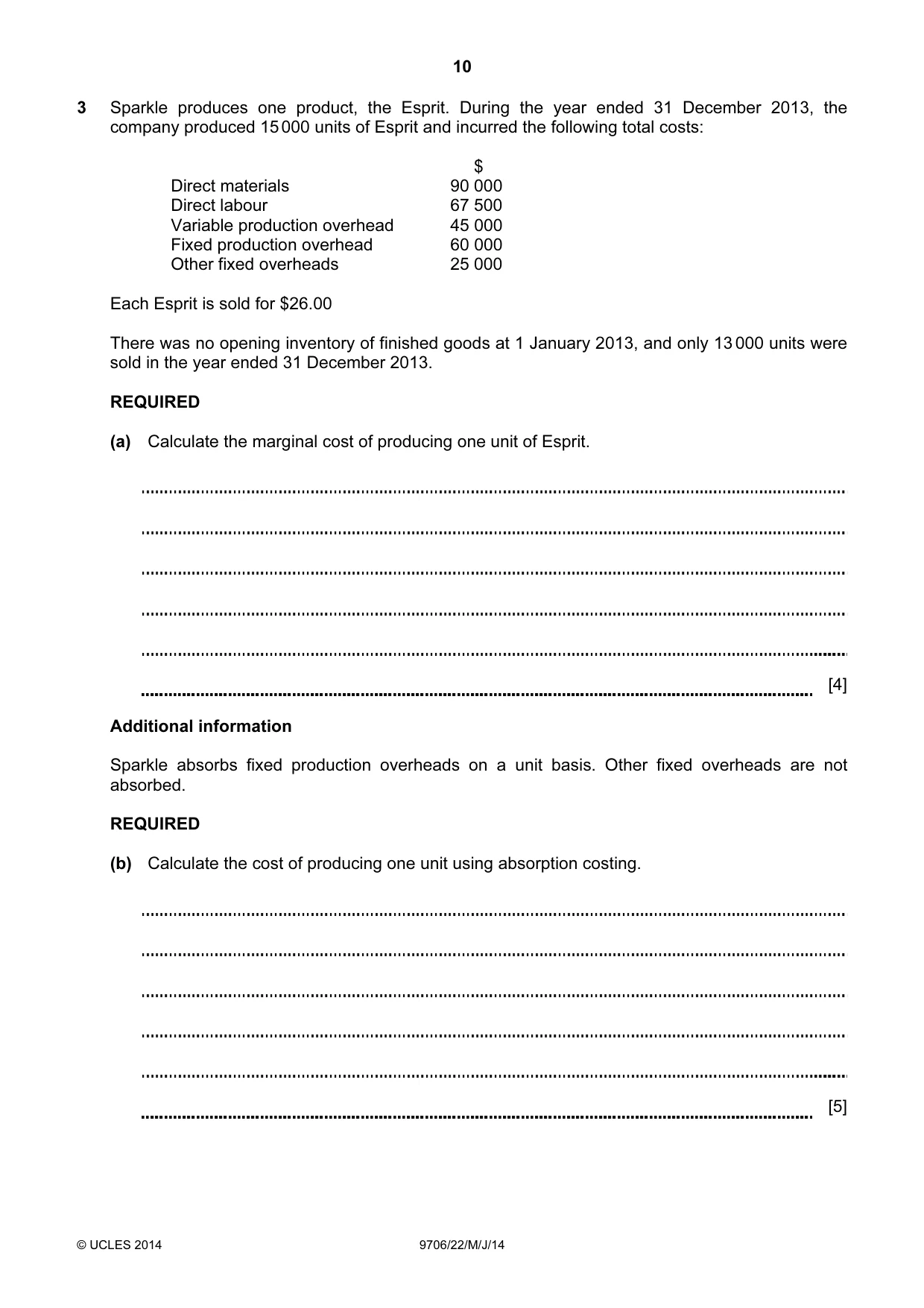 Cambridge A Level Accounting 9706 2014 May/June Paper 2 · Variant 2 question paper, page 10 of 12