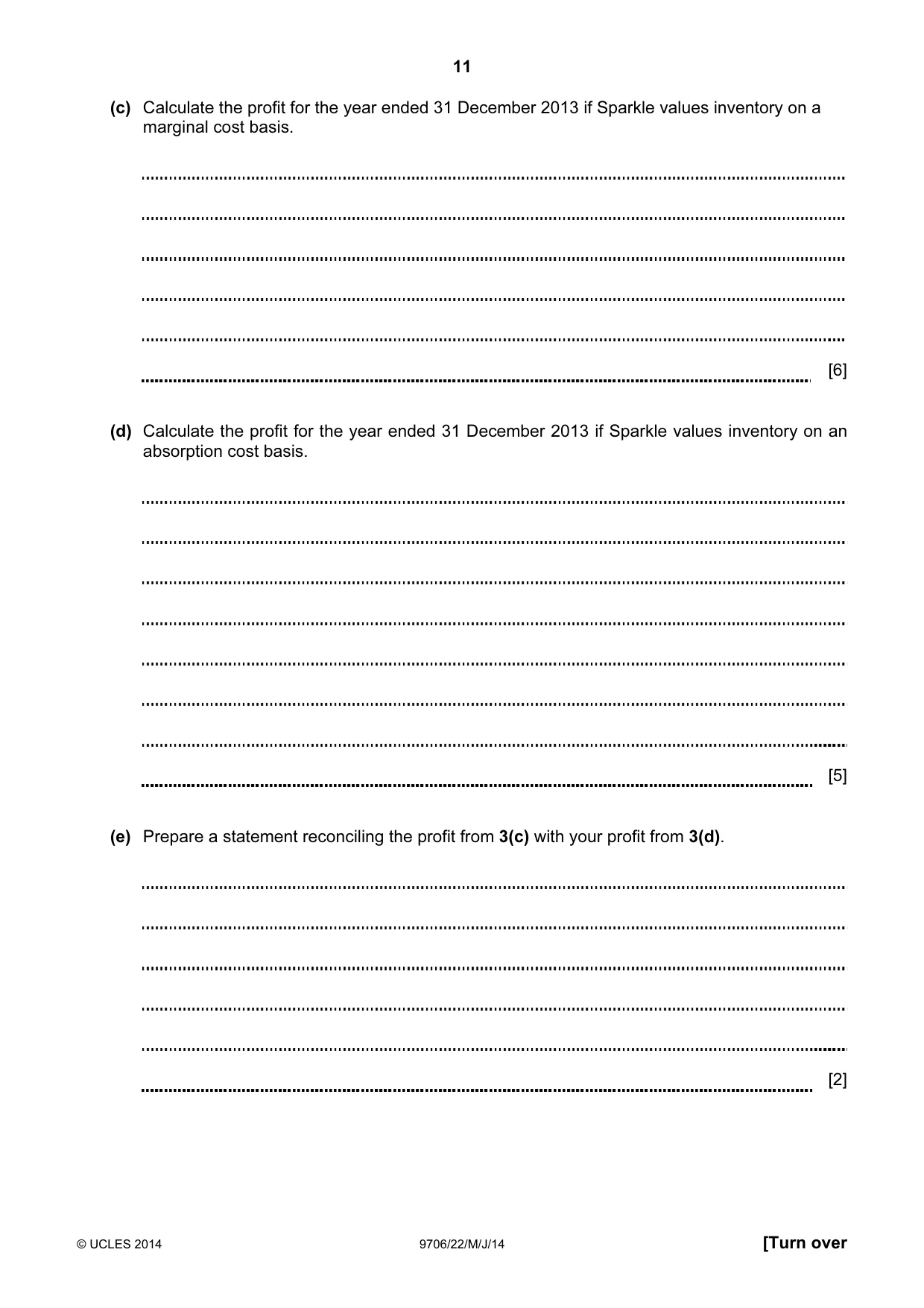 Cambridge A Level Accounting 9706 2014 May/June Paper 2 · Variant 2 question paper, page 11 of 12