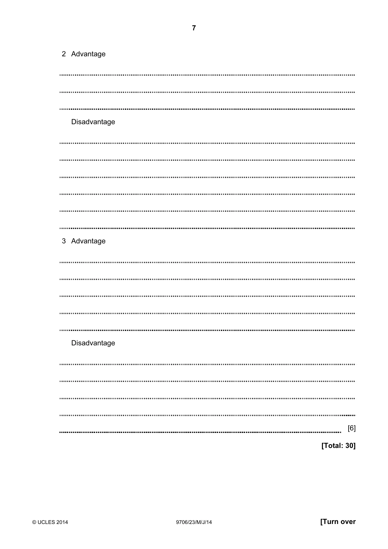Cambridge A Level Accounting 9706 2014 May/June Paper 2 · Variant 3 question paper, page 7 of 16