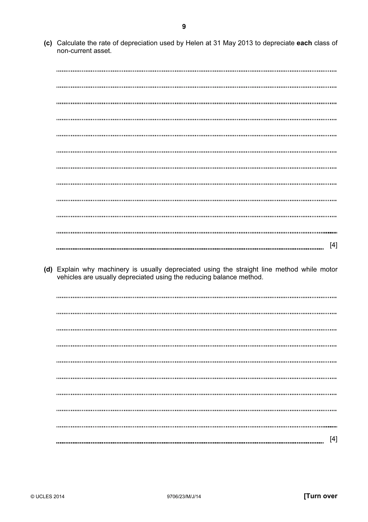 Cambridge A Level Accounting 9706 2014 May/June Paper 2 · Variant 3 question paper, page 9 of 16