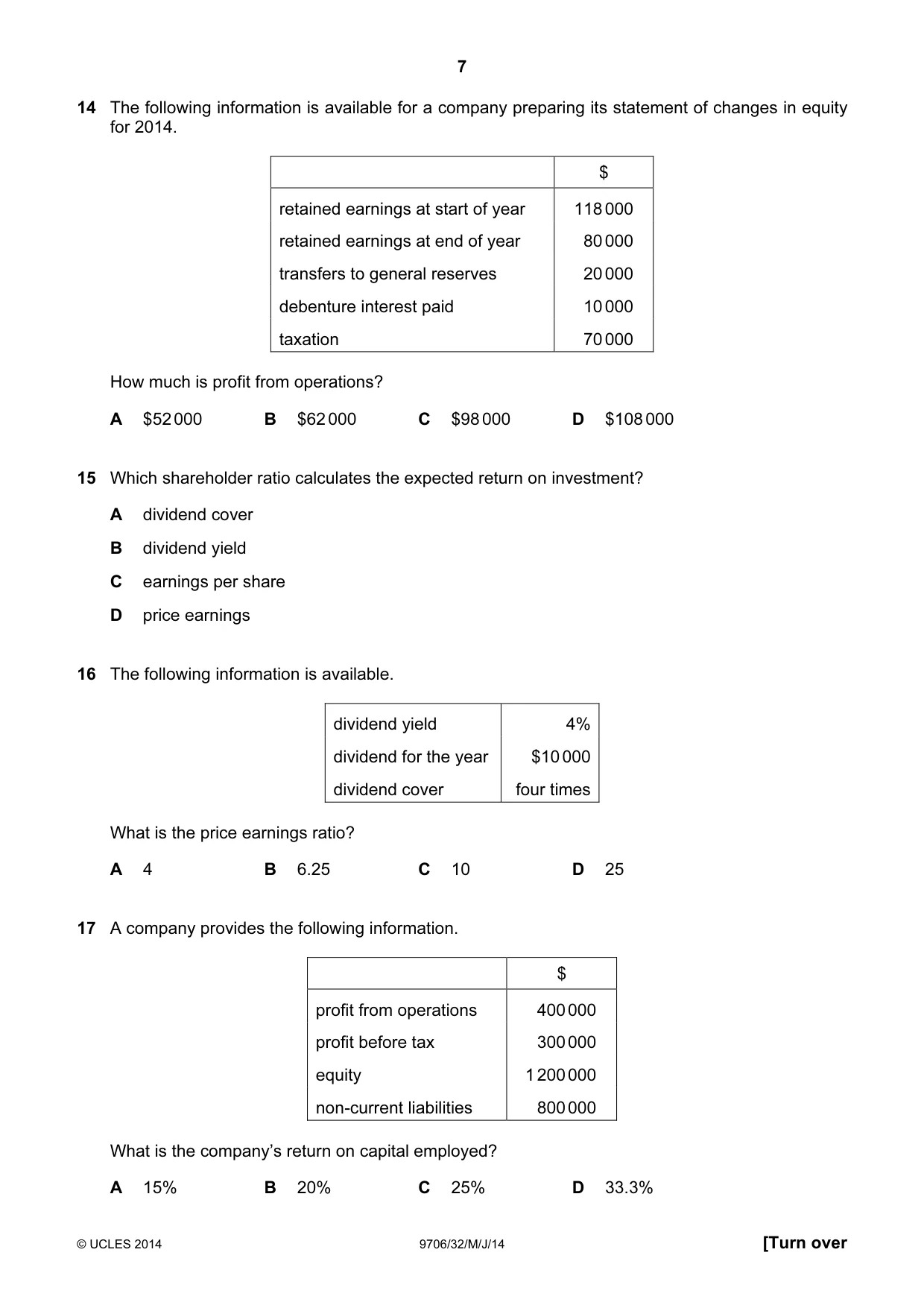 Cambridge A Level Accounting 9706 2014 May/June Paper 3 · Variant 2 question paper, page 7 of 12