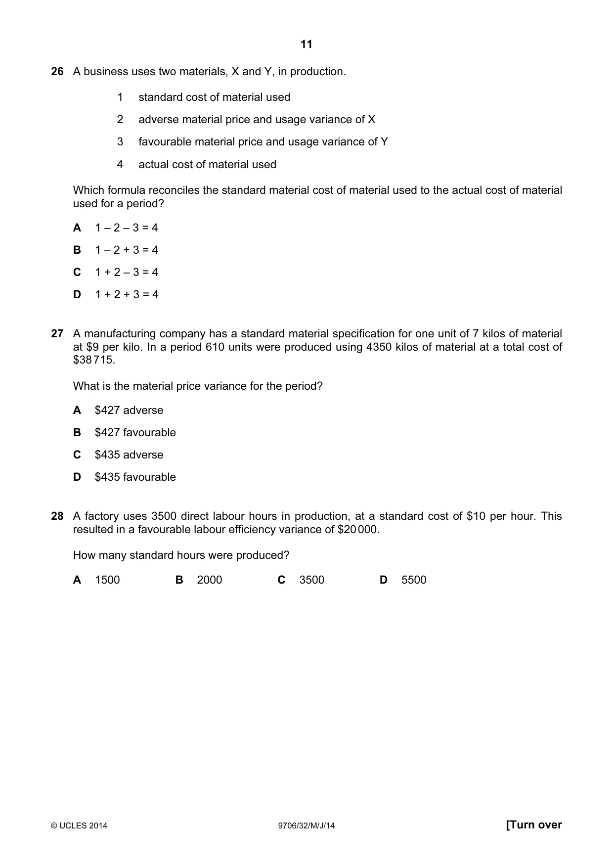 Cambridge A Level Accounting 9706 2014 May/June Paper 3 · Variant 2 question paper, page 11 of 12