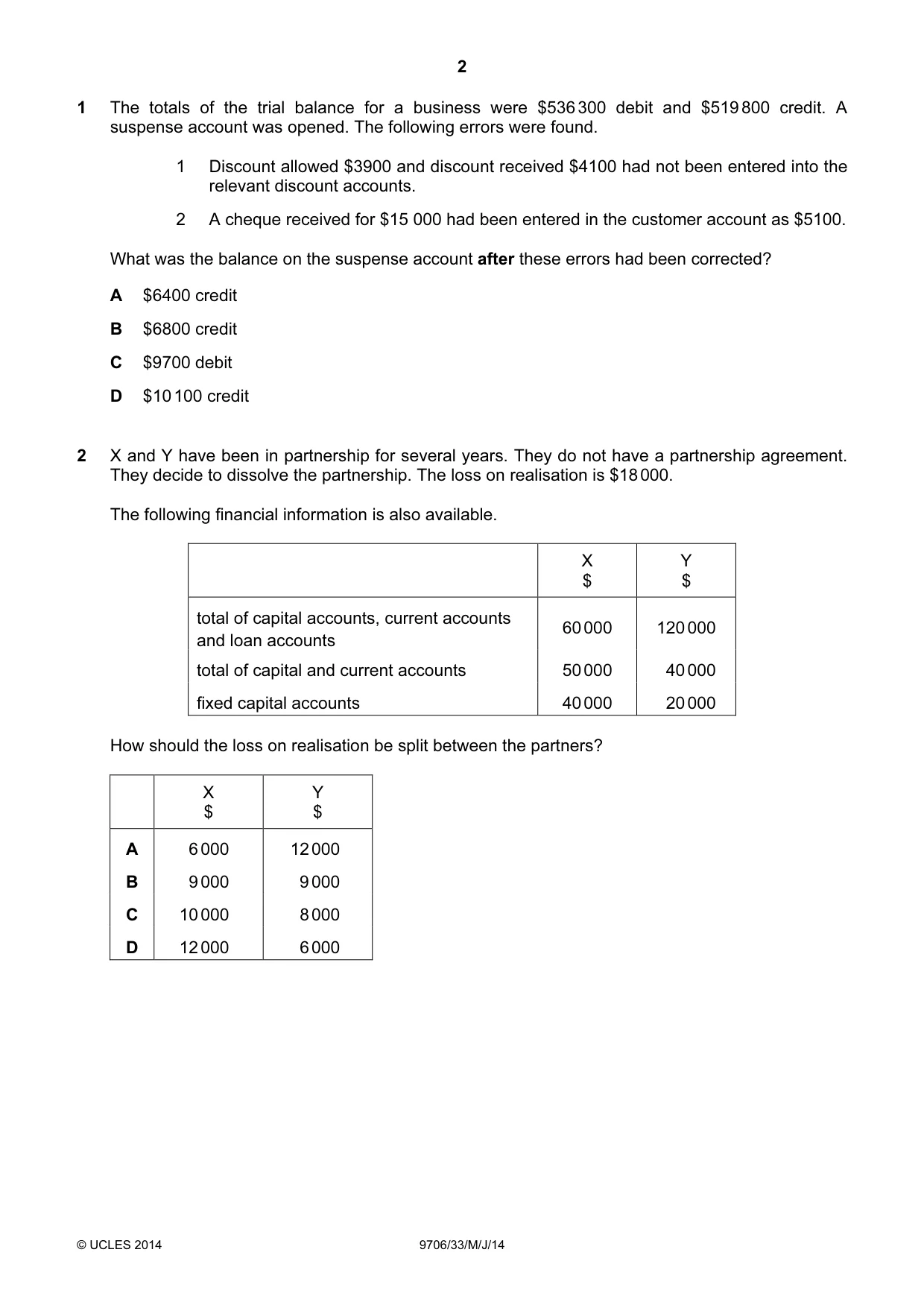 Cambridge A Level Accounting 9706 2014 May/June Paper 3 · Variant 3 question paper, page 2 of 12