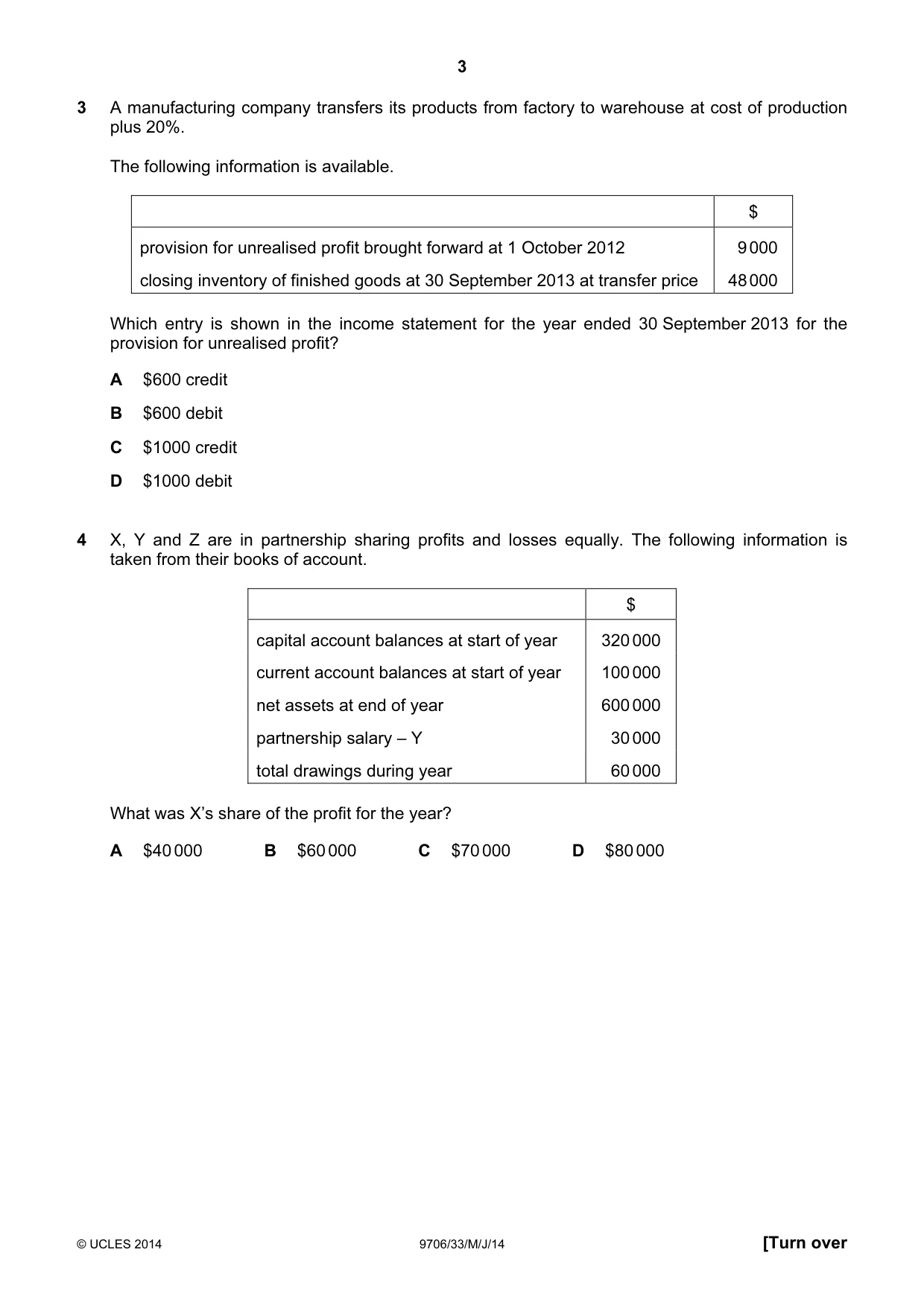 Cambridge A Level Accounting 9706 2014 May/June Paper 3 · Variant 3 question paper, page 3 of 12