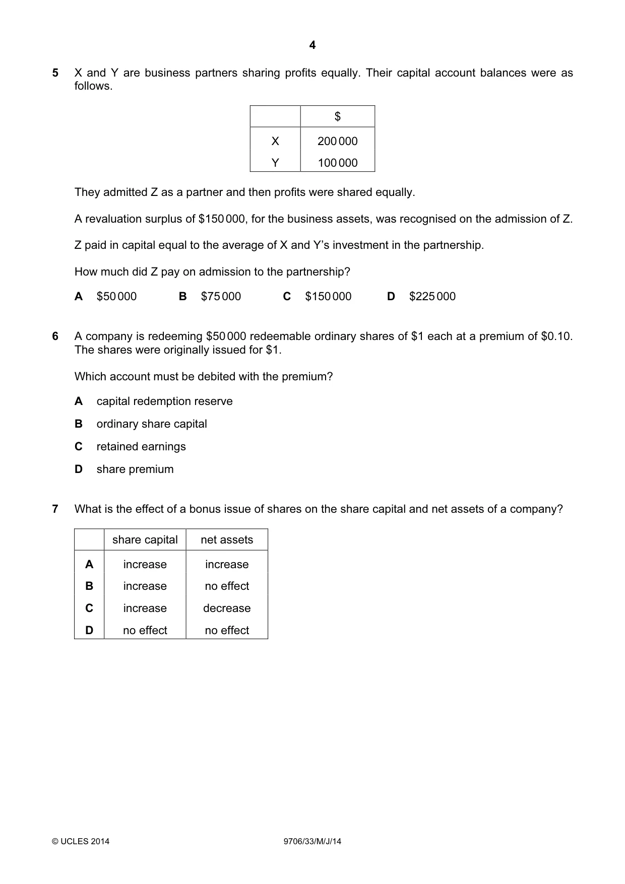 Cambridge A Level Accounting 9706 2014 May/June Paper 3 · Variant 3 question paper, page 4 of 12