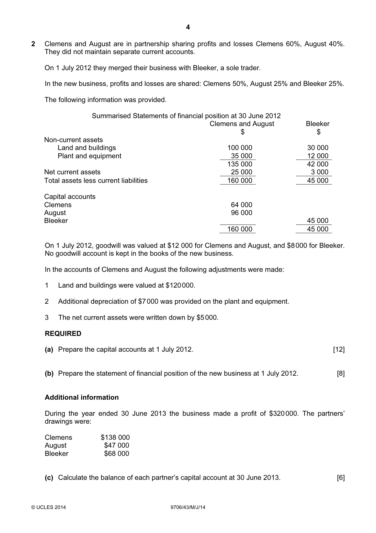 Cambridge A Level Accounting 9706 2014 May/June Paper 4 · Variant 3 question paper, page 4 of 8