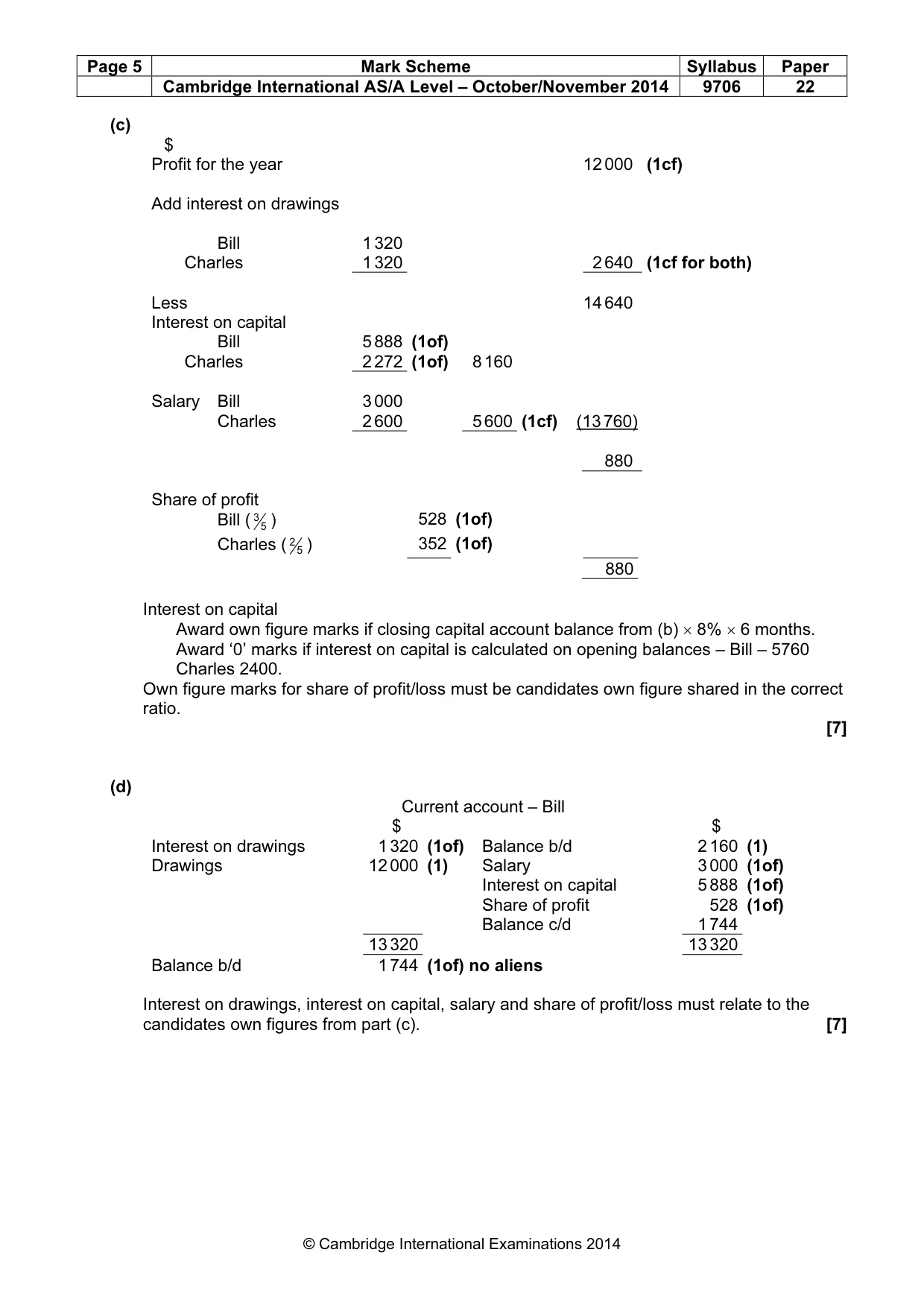 Mark scheme, page 5 of 7