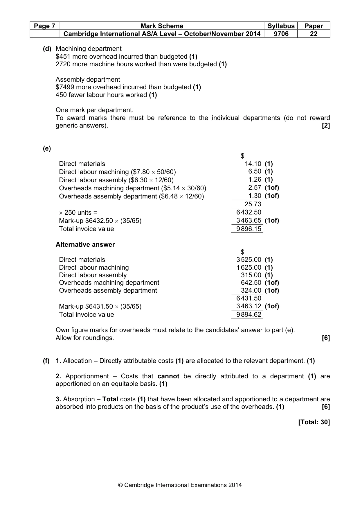 Mark scheme, page 7 of 7