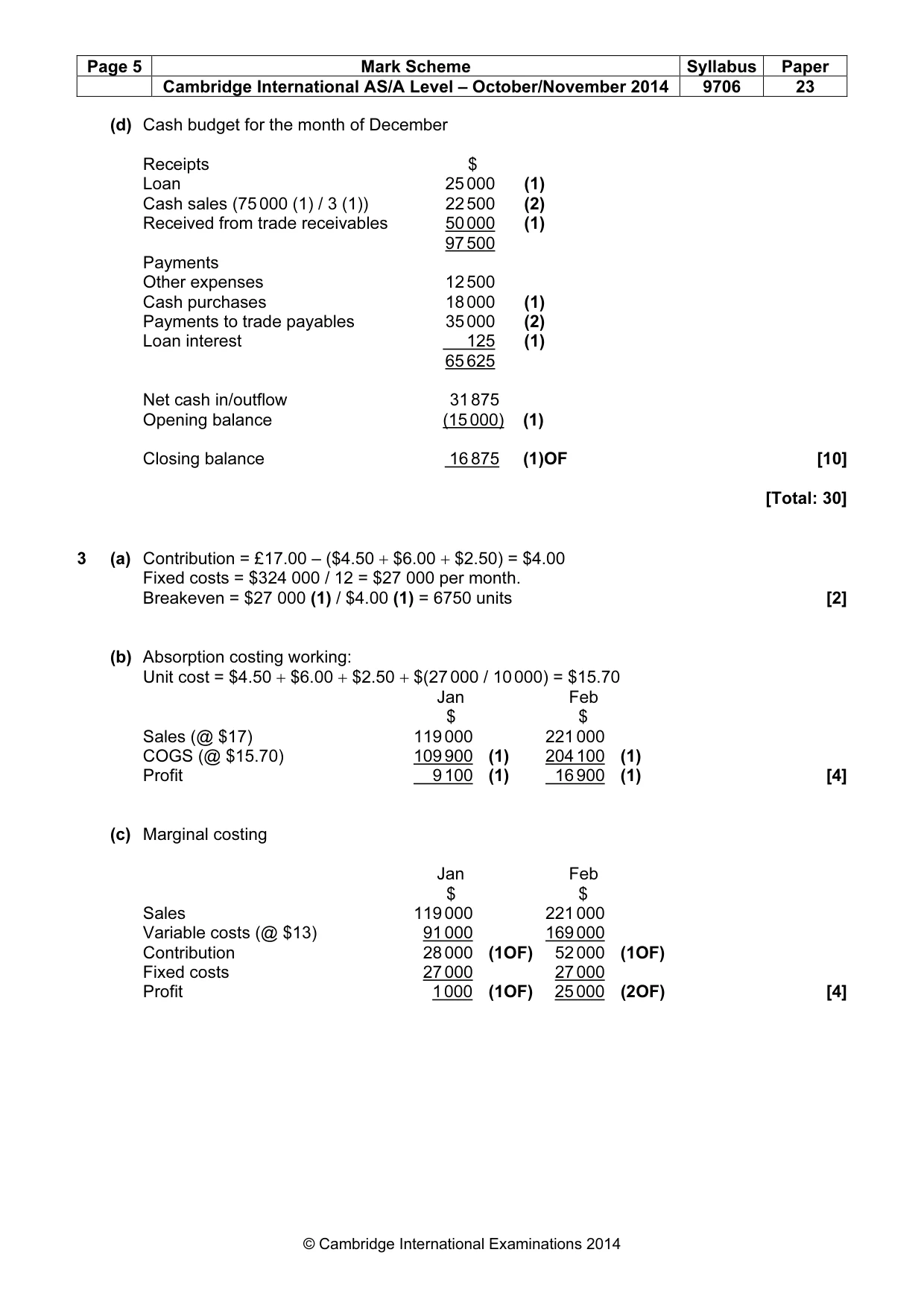 Mark scheme, page 5 of 6