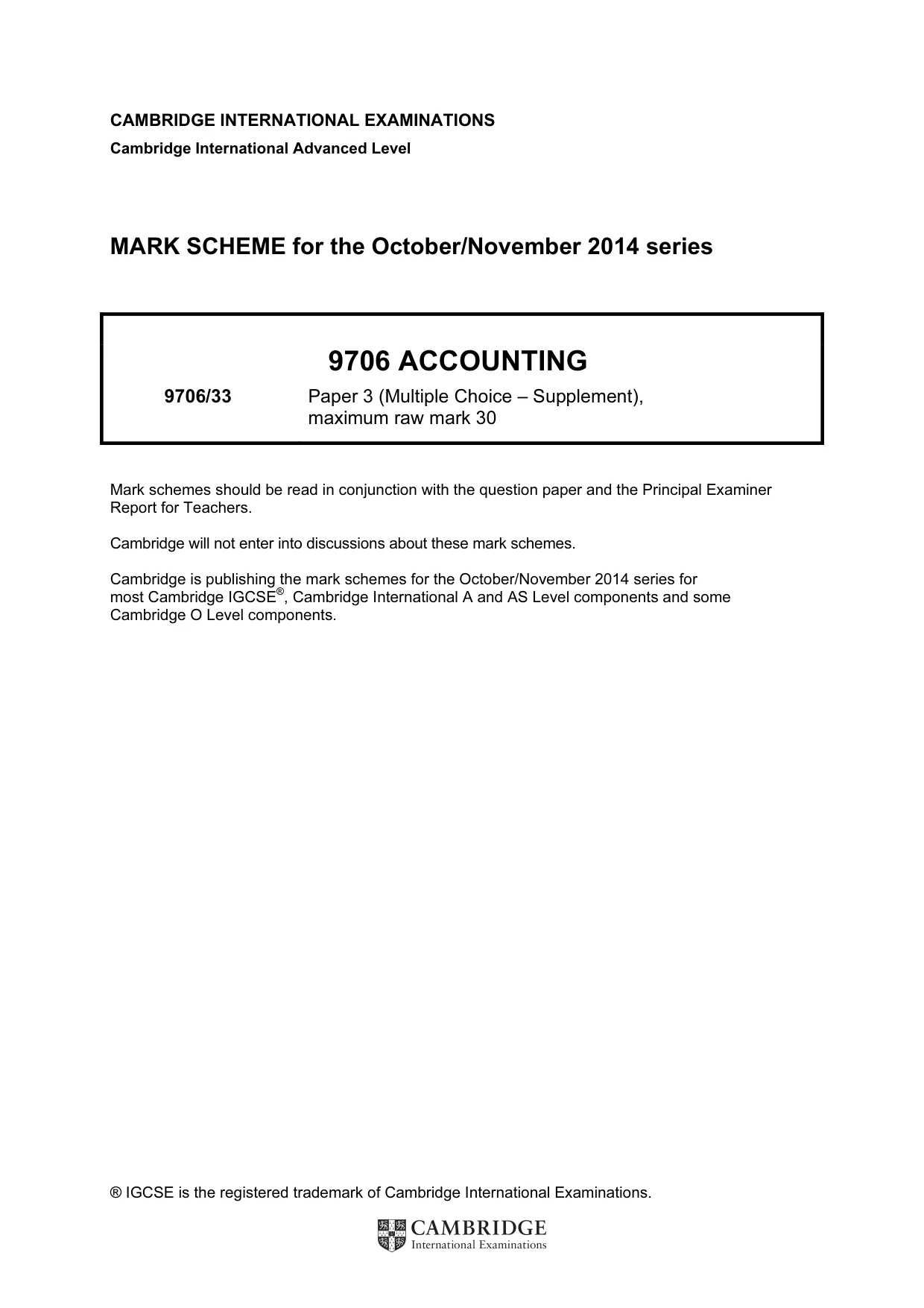 Mark scheme, page 1 of 2