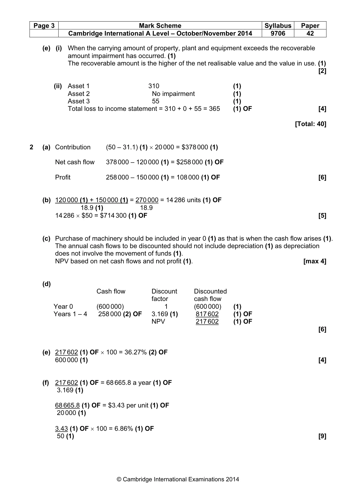 Mark scheme, page 3 of 5