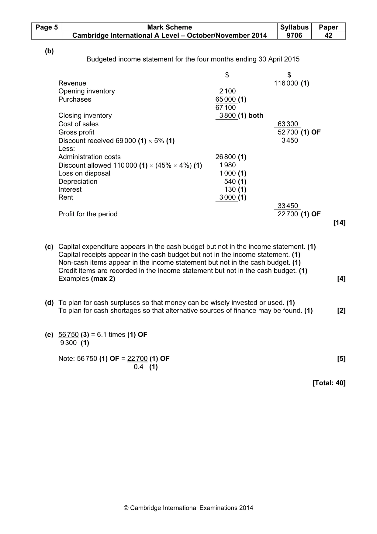 Mark scheme, page 5 of 5