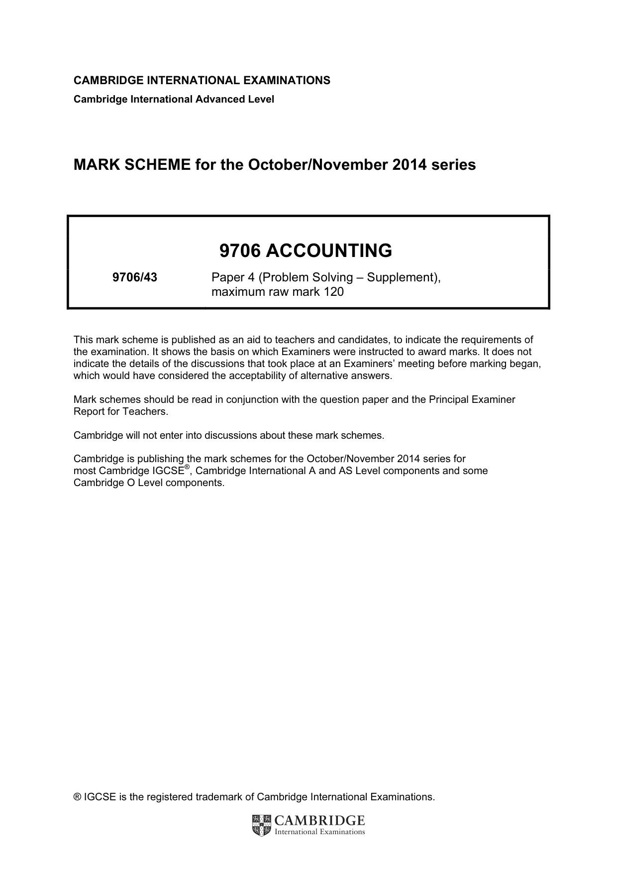Mark scheme, page 1 of 6