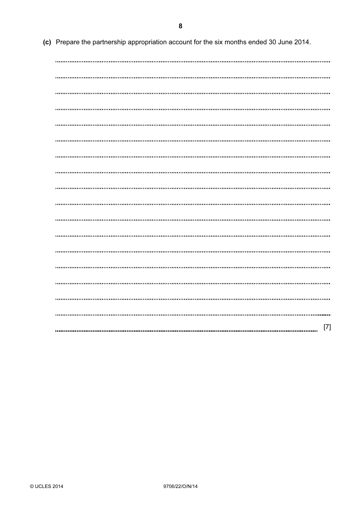 Cambridge A Level Accounting 9706 2014 Oct/Nov Paper 2 · Variant 2 question paper, page 8 of 16