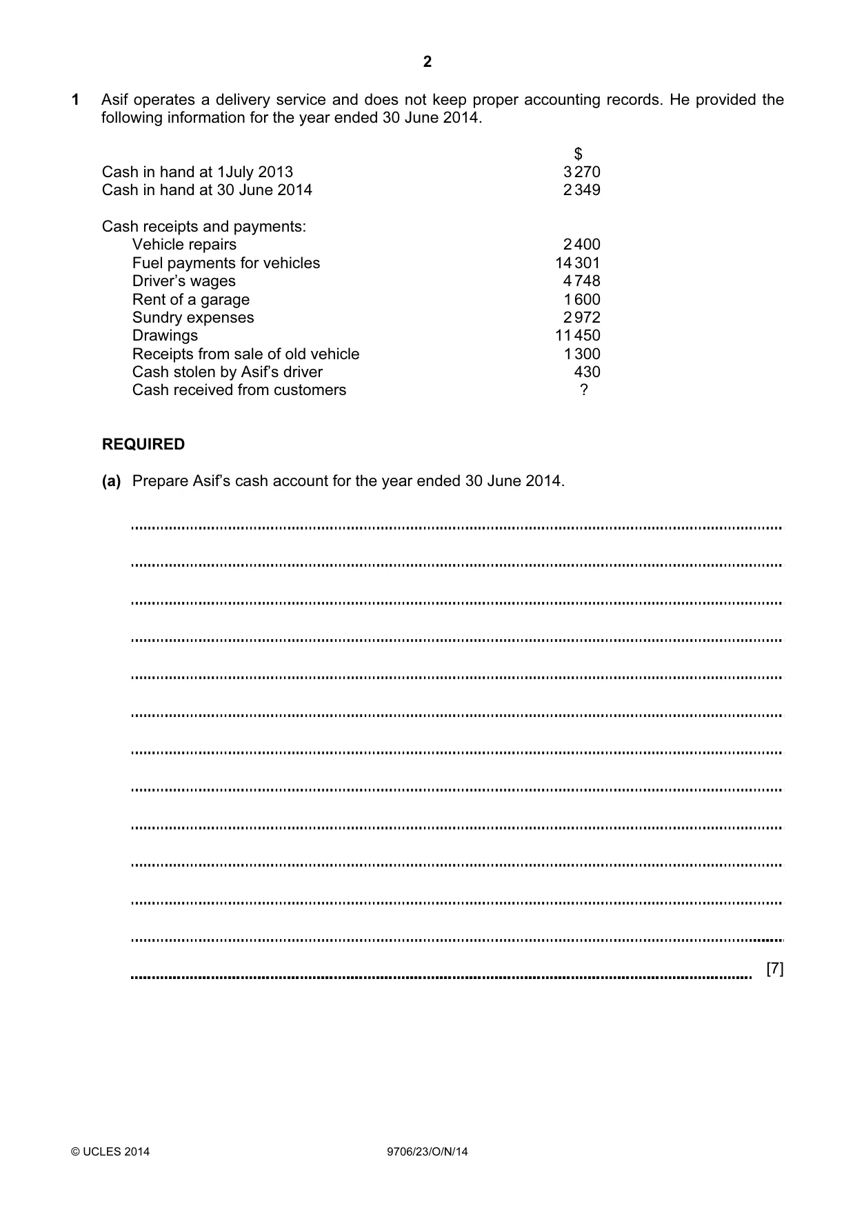 Cambridge A Level Accounting 9706 2014 Oct/Nov Paper 2 · Variant 3 question paper, page 2 of 16