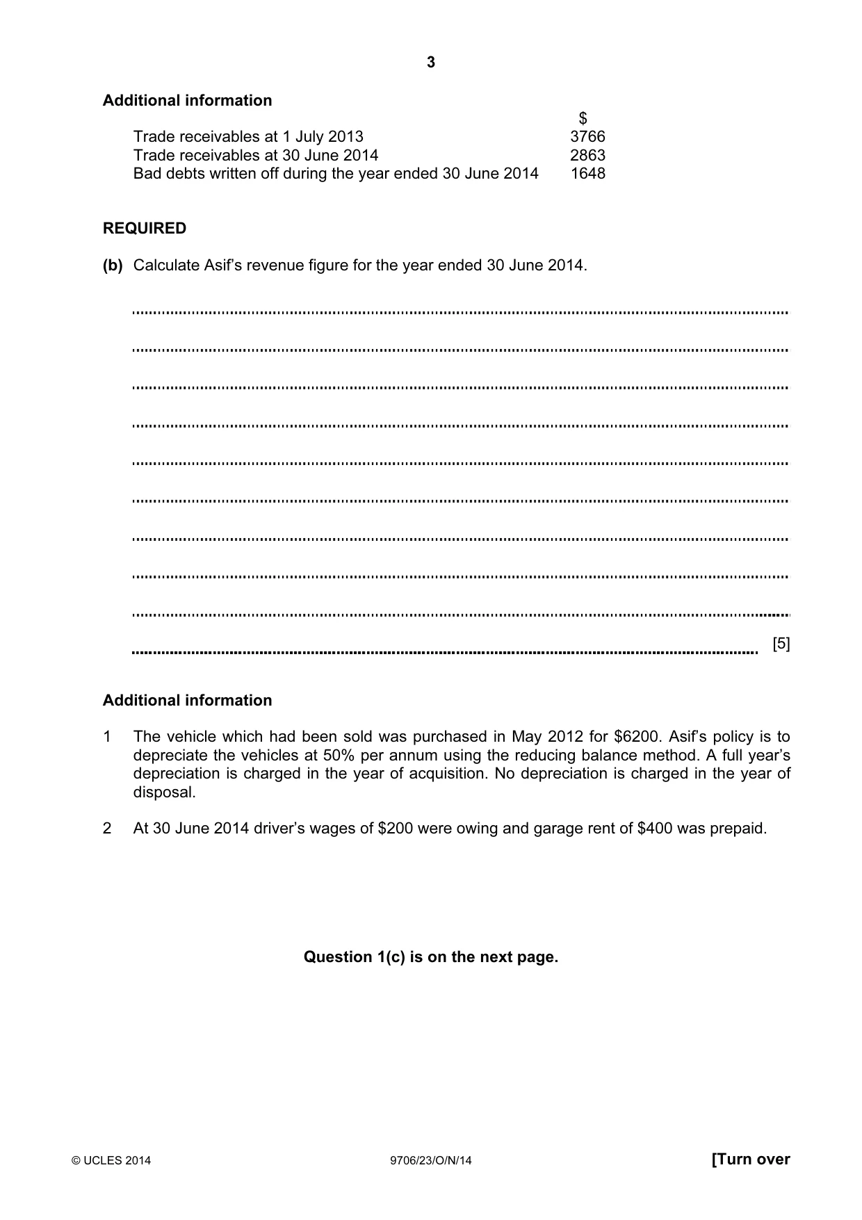 Cambridge A Level Accounting 9706 2014 Oct/Nov Paper 2 · Variant 3 question paper, page 3 of 16